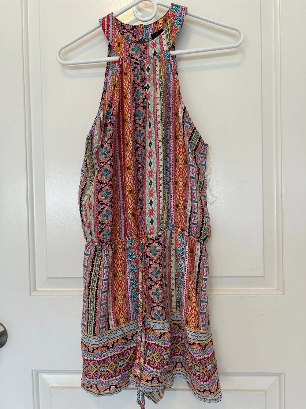 Vibrant Multicolor Halter Romper with Boho Print